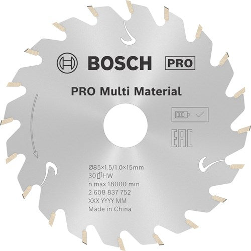 Bosch Zubehör Kreissägeblatt ST Multi matt 85x15x1,5 1,0x30t - 2608837752