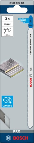Bosch Zubehör Stichsägeblatt T 718 BF Metall Sandwich 3 Stück - 2608636335