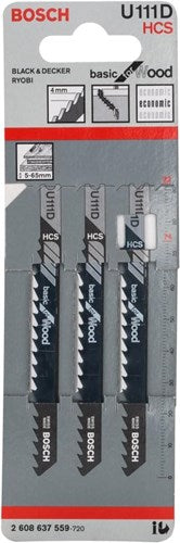 Bosch Zubehör Stichsägeblatt U 111 D Basic für Holz 3 Stück - 2608637559