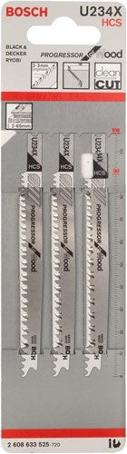 Bosch Zubehör Stichsägeblatt U 234 x Progressor für Holz 3 Stück – 2608633525