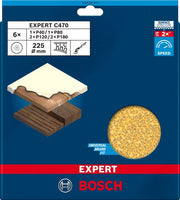 Bosch Zubehör Expert C470 Schleifpapier 225 mm, K 40 80 120 180, 6-teilig – 2608901677 - afbeelding 2