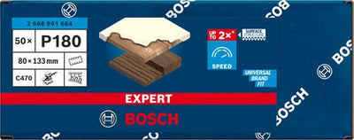 Bosch Zubehör Expert C470 Schleifpapier 80 x 133 mm, K 180, 50 Stück – 2608901664
