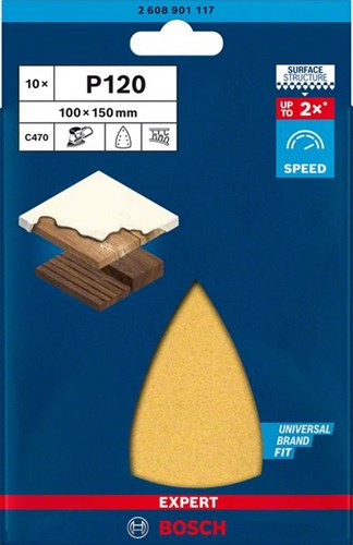 Bosch Zubehör Expert C470 Schleifpapier für Deltaschleifer 100 x 150 mm, K120 10-teilig – 1 Stück(e) – 2608901117