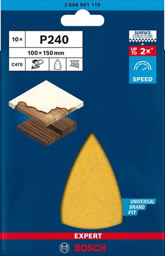 Bosch Zubehör Expert C470 Schleifpapier für Deltaschleifer 100 x 150 mm, K240 10-teilig – 1 Stück(e) – 2608901119