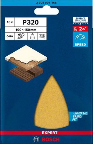 Bosch Zubehör Expert C470 Schleifpapier für Deltaschleifer 100 x 150 mm, K320 10-teilig – 1 Stück(e) – 2608901166