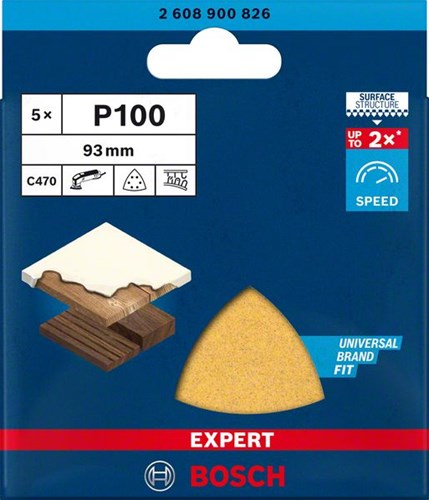 Bosch Zubehör Expert C470 Schleifpapier für Deltaschleifer 93 mm, K100 5-teilig – 2608900826