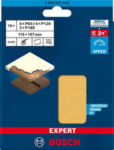 Bosch Zubehör Expert C470 Schleifpapier-Set 115 x 107 mm, K 60 120 180, 10-teilig – 2608901668 - afbeelding 2