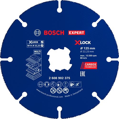 Bosch Zubehör Expert Hartmetall-Mehrrad-X-Lock-Trennscheibe 125 mm | 22,23 mm – 2608902375