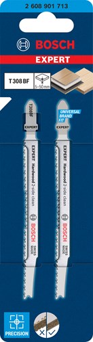 Bosch Zubehör Expert Stichsägeblatt T308BF 2 Stück Hartholz 2-seitig sauber – 2608901713
