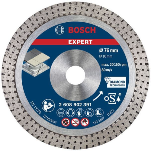 Bosch Zubehör Expert Hardceramic 76 mm Diamant-Trennscheibe 76 x 1,5 x 10 mm – 1 Stück – 2608902391