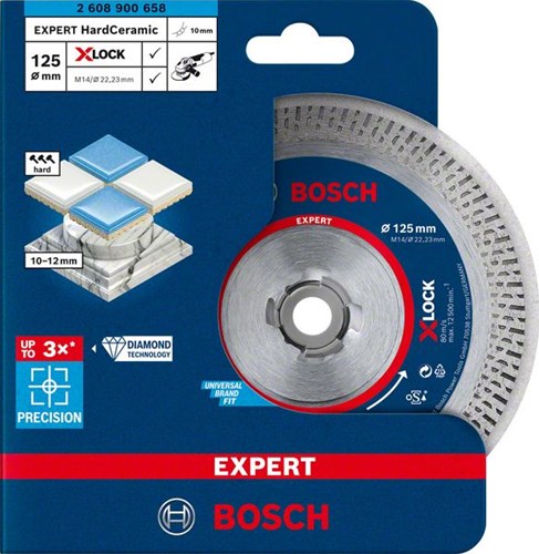 Bosch Zubehör Expert Hardceramic X-Lock Diamant-Trennscheibe 125 x 22,23 x 1,6 x 10 mm – 1 Stück – 2608900658