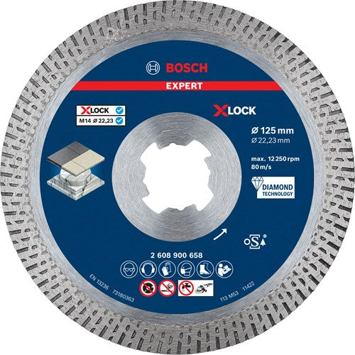 Bosch Zubehör Expert Hardceramic X-Lock Diamant-Trennscheibe 125 x 22,23 x 1,6 x 10 mm – 1 Stück – 2608900658