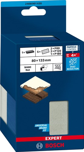 Bosch Zubehör Expert M480 Schleifnetz mit doppelter Dichte 80 x 133 mm – 2608901635