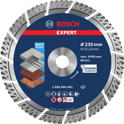 Bosch Zubehör Expert Multimaterial-Diamant-Trennscheibe 230 x 22,23 x 2,4 x 15 mm – 1 Stück – 2608900663