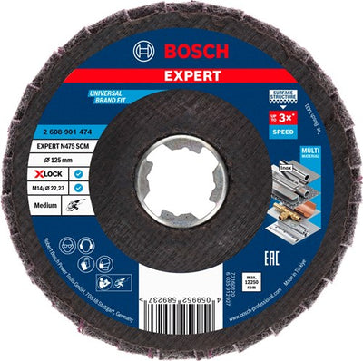 Bosch Zubehör Expert N475 SCM X-Lock-Scheibe, 125 mm (1 Stück), mittelgrob – 2608901474