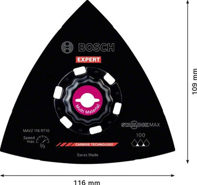 Bosch Zubehör Expert Schleifplatte MAVZ 116 RT10 Multitool Sägeblatt 116 mm – 1 Stück – 2608900051
