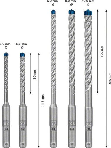 Bosch Zubehör Expert SDS Plus-7x Bohrhammer 5 6 6 8 10 mm 5-teilig – 2608900197