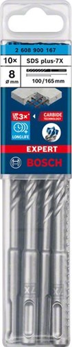 Bosch Zubehör Expert SDS Plus-7x Bohrhammer 8 x 100 x 165 mm – 10 Stück – 2608900167