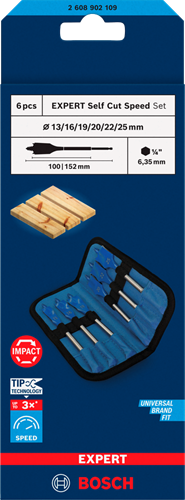 Bosch Zubehör Expert Speed ​​Drill Set Selbstschnittgeschwindigkeit | 6-teilig | 13, 16, 19, 20, 22, 25 mm - 2608902109