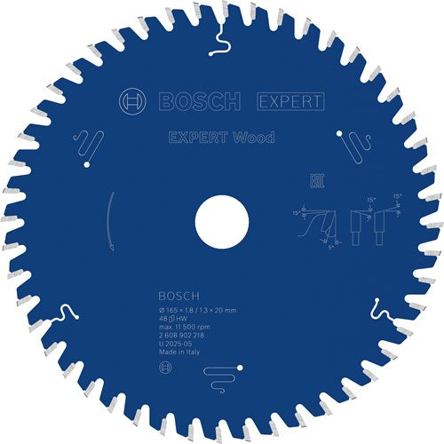 Bosch Zubehör Expert Holzkreissägeblatt | 165 x 1,8 1,3 x 20 mm | t48 - 2608902218