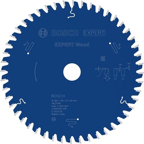 Bosch Zubehör Expert Holzkreissägeblatt | 165 x 1,8 1,3 x 20 mm | t48 - 2608902218