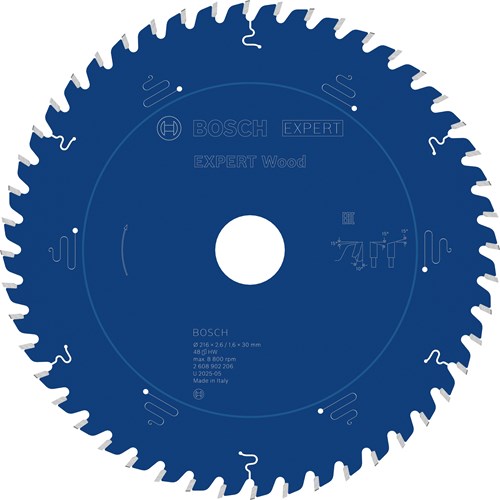 Bosch Zubehör Expert Holzkreissägeblatt | 216 x 2,6 1,6 x 30 mm | t48 - 2608902206