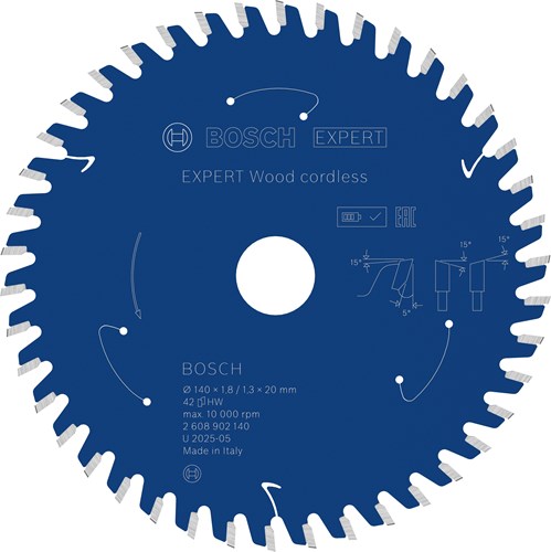 Bosch Zubehör Expert Holz Akku-Kreissägeblatt | 140 x 1,8 1,3 x 20 mm | t42 - 2608902140