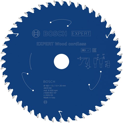 Bosch Zubehör Expert Holz Akku-Kreissägeblatt | 160 x 1,5 1 x 20 mm | t48 - 2608902147