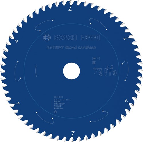 Bosch Zubehör Expert Holz Akku-Kreissägeblatt | 254 x 2,1 1,6 x 30 mm | t60 - 2608902177
