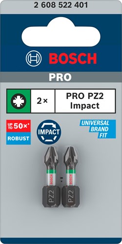 Bosch Zubehör Schlagkontrollbit | pz2 | 25mm | 2 Stück - 2608522401
