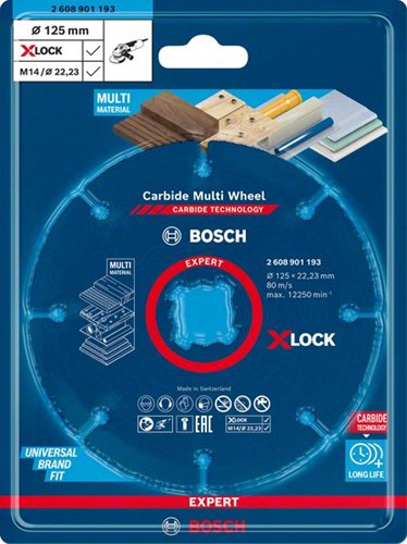 Bosch Zubehör Multimaterial Multi Wheel X-Lock Trennscheibe 125 mm + Multiconstruction Universalbohrer-Set – 061599765r