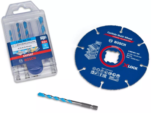 Bosch Zubehör Multimaterial Multi Wheel X-Lock Trennscheibe 125 mm + Multiconstruction Universalbohrer-Set – 061599765r