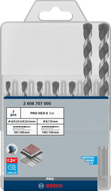 Bosch blau Bosch Zubehör Pro Betonbohrer-Set Sechskant-5 | 5-teilig | 4x100, 5x100, 6x100, 8x150, 10x150mm - 2608707005 - afbeelding 2