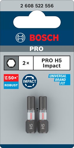 Bosch Zubehör Pro Hex Schlagschrauber-Bit | h5 | 25mm | 2-teilig - 2608522556