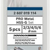 Bosch Zubehör Pro Metal HSS-G Spiralbohrer-Set | 5-teilig - 2607019114