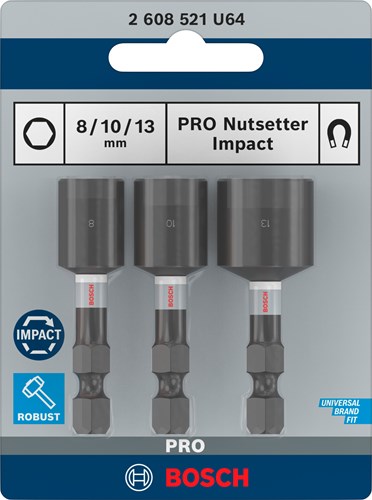 Imp Bosch Zubehör Pro Nutsetter Act Kappe | 8x50 | 10x50 | 13x50mm | 3-teilig - 2608521u64