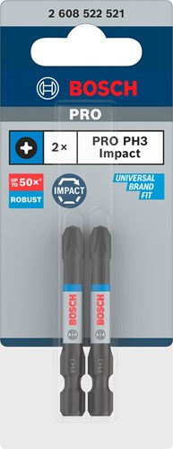 Bosch Zubehör Pro Phillips Schlagschrauber-Bit | ph3 | 55mm | 2-teilig - 2608522521