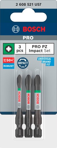 Imp Bosch Zubehör Pro PZ Act Bits | pz1 | pz2 | pz3 | 55mm | 3-teilig - 2608521u57