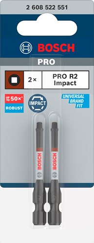 Bosch Zubehör Pro Robertson Schlagschrauber-Bit | r2 | 55mm | 2-teilig - 2608522551