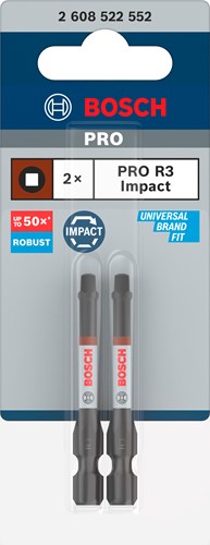 Bosch Zubehör Pro Robertson Schlagschrauber-Bit | r3 | 55mm | 2-teilig - 2608522552
