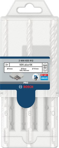 Bosch Zubehör Pro SDS Plus-5x Hammerbohrer-Set | 6 8 10mm | 3 Stück - 2608833912