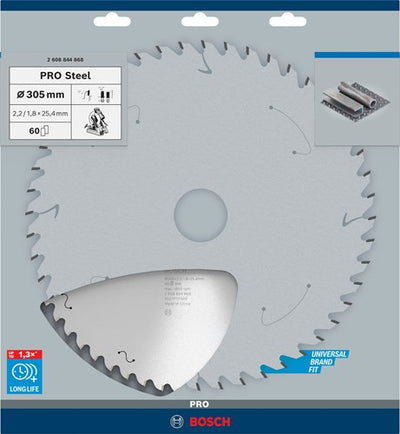 Bosch Zubehör Pro Steel Kreissägeblatt für kabelgebundene Maschinen | 305 x 2 |2 x 25 |4mm | t60 - 2608844868