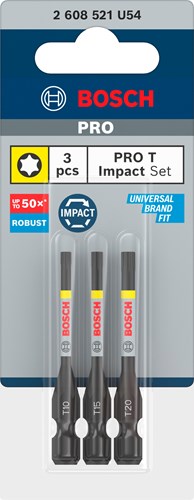 Imp Bosch Zubehör Pro T Act Bits | t10 | t15 | t20 | 55mm | 3 Stück - 2608521u54