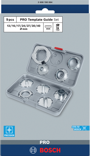 Bosch Zubehör Pro Schablonenführungsset metrisch für Oberfräse | 9-teilig - 2608190064