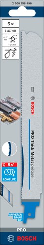 Bosch Zubehör Pro Thick Metal Precision S1137HBF Sägeblatt | 1 |1 x 25 x 225 mm | 5-teilig - 2608658998