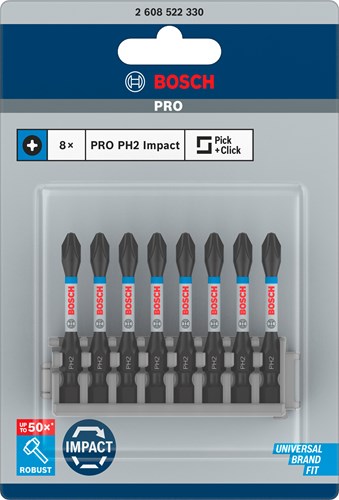 Imp Bosch Zubehör Schraube Bit Act Control PH2, 50 mm 8x - 2608522330