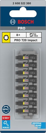 Imp Bosch Zubehör Schraube Bit Act Control T20, 25 mm 8x - 2608522380 - afbeelding 2