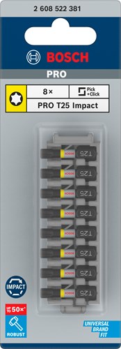 Imp Bosch Zubehör Schraube Bit Act Control T25, 25 mm 8x - 2608522381