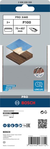 Bosch Zubehör Schleifbänder Redwood | 75x457mm | k100 | 3 Stück | 2608606035 - 2608606035
