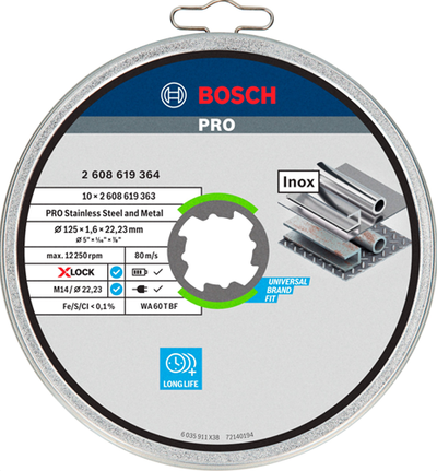 Bosch Zubehör Schleifscheibe X-Lock Sphinox 10x125x1,6 mm - 2608619364